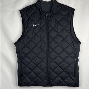 Nike Men's Black Quilted Nylon/Fleece Sleeveless Reversible Zip Vest size XL